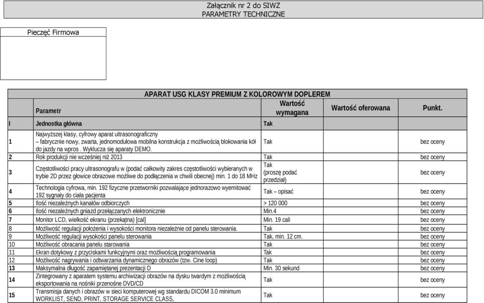 2 Rok produkcji nie wcześniej niż 201 Częstotliwości pracy ultrasonografu w (podać całkowity zakres częstotliwości wybieranych w (proszę podać trybie 2D przez głowice obrazowe możliwe do podłączenia