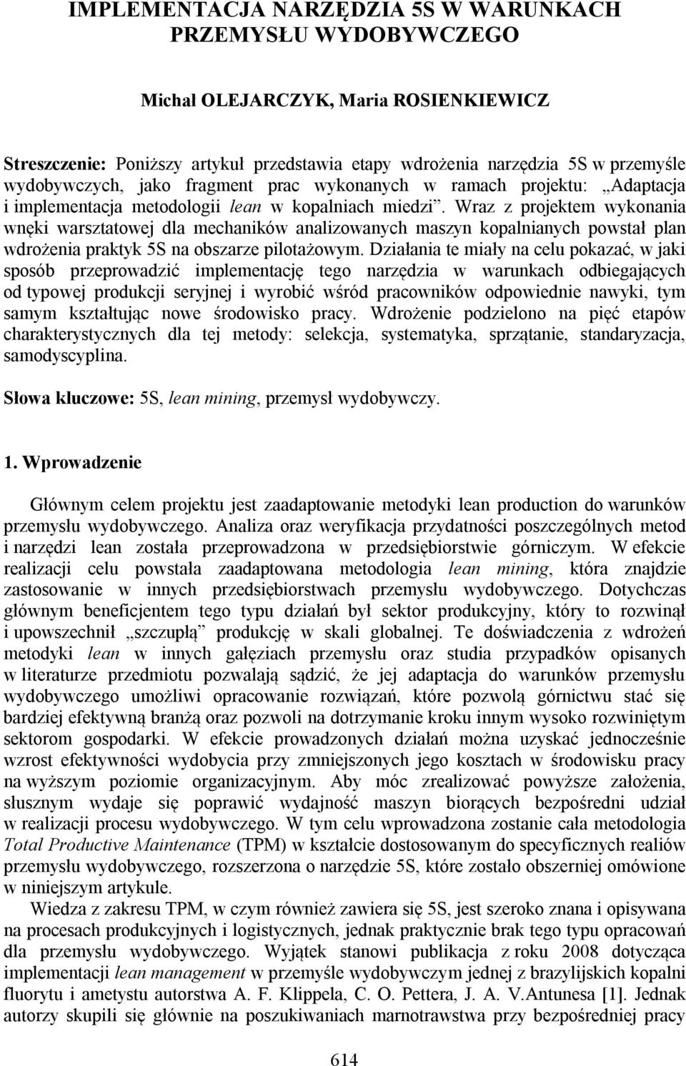 Wraz z projektem wykonania wnęki warsztatowej dla mechaników analizowanych maszyn kopalnianych powstał plan wdrożenia praktyk 5S na obszarze pilotażowym.