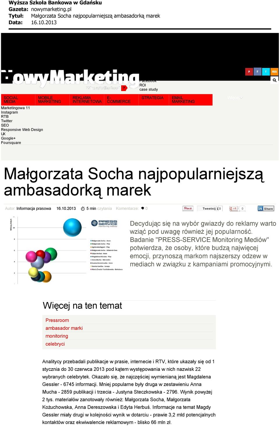 2013 5 min czytania Komentarze: 0 Tweetnij 0 0 Share Decydując się na wybór gwiazdy do reklamy warto wziąć pod uwagę również jej popularność.