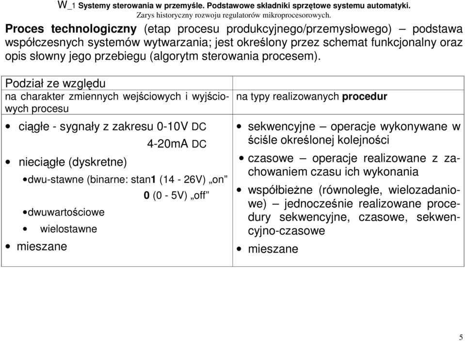 sterowania procesem).