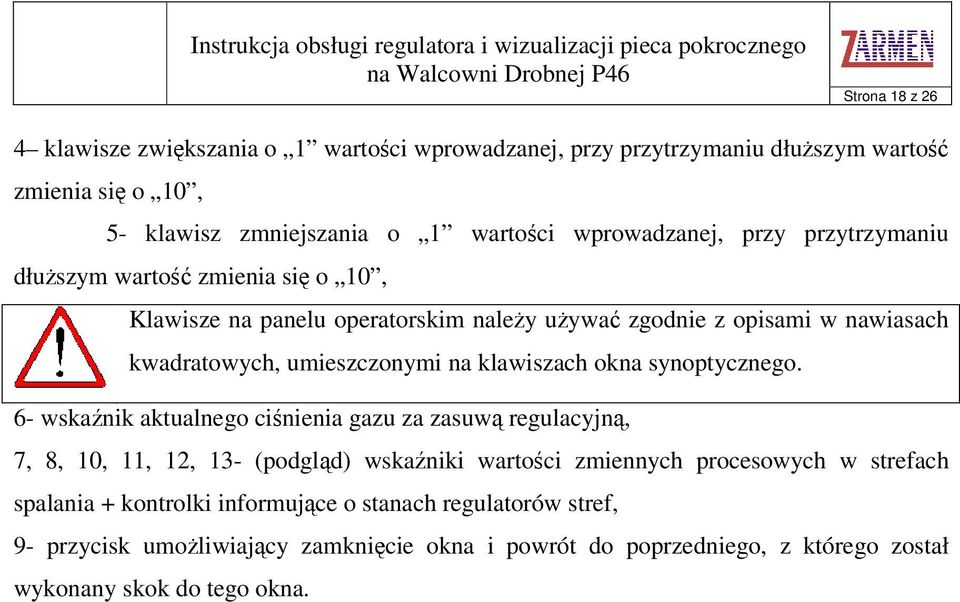 klawiszach okna synoptycznego.