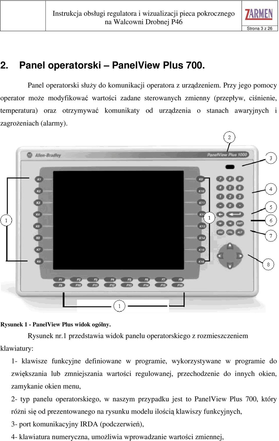 Rysunek 1 - PanelView Plus widok ogólny. Rysunek nr.