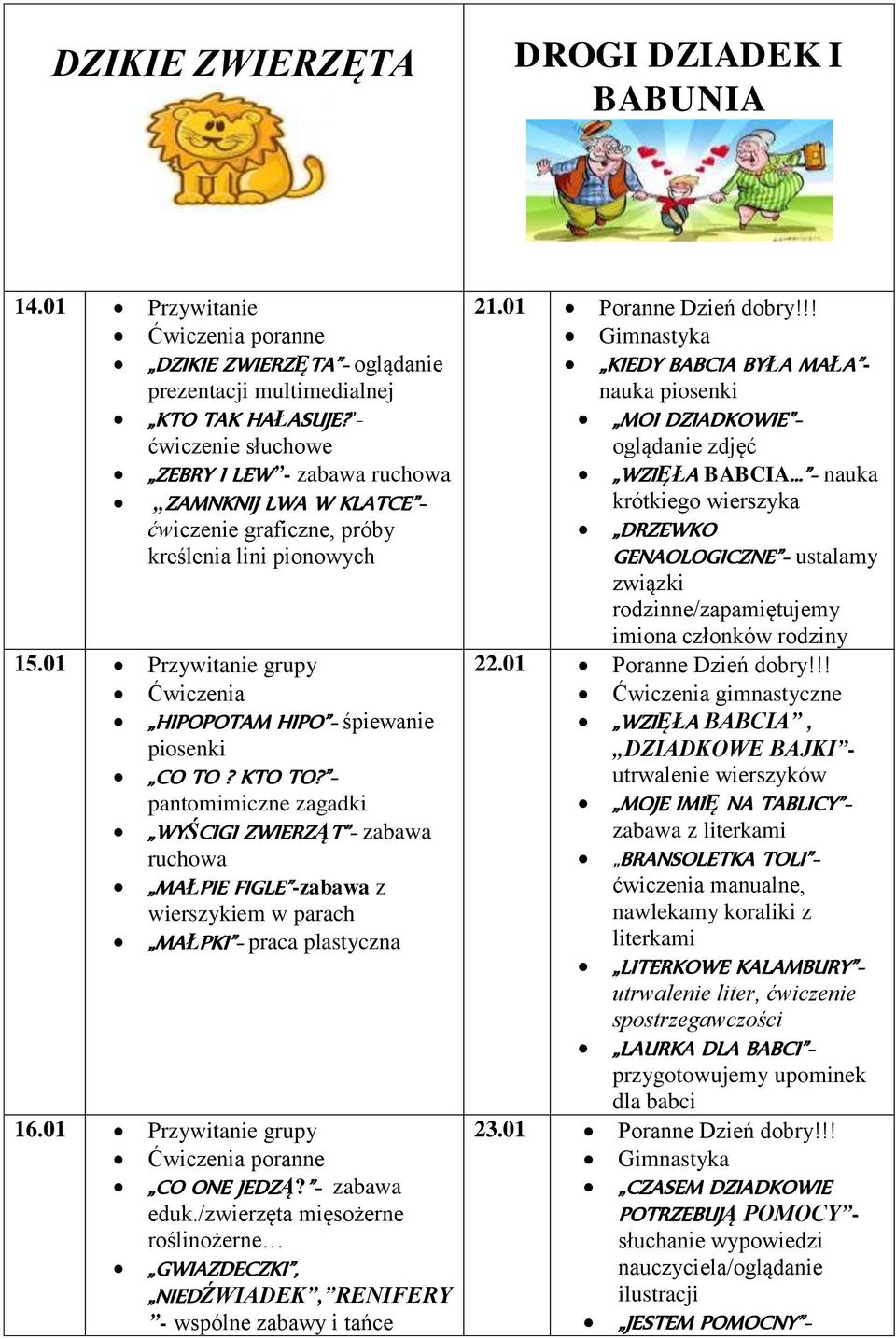 01 Przywitanie grupy Ćwiczenia HIPOPOTAM HIPO - śpiewanie piosenki CO TO? KTO TO?