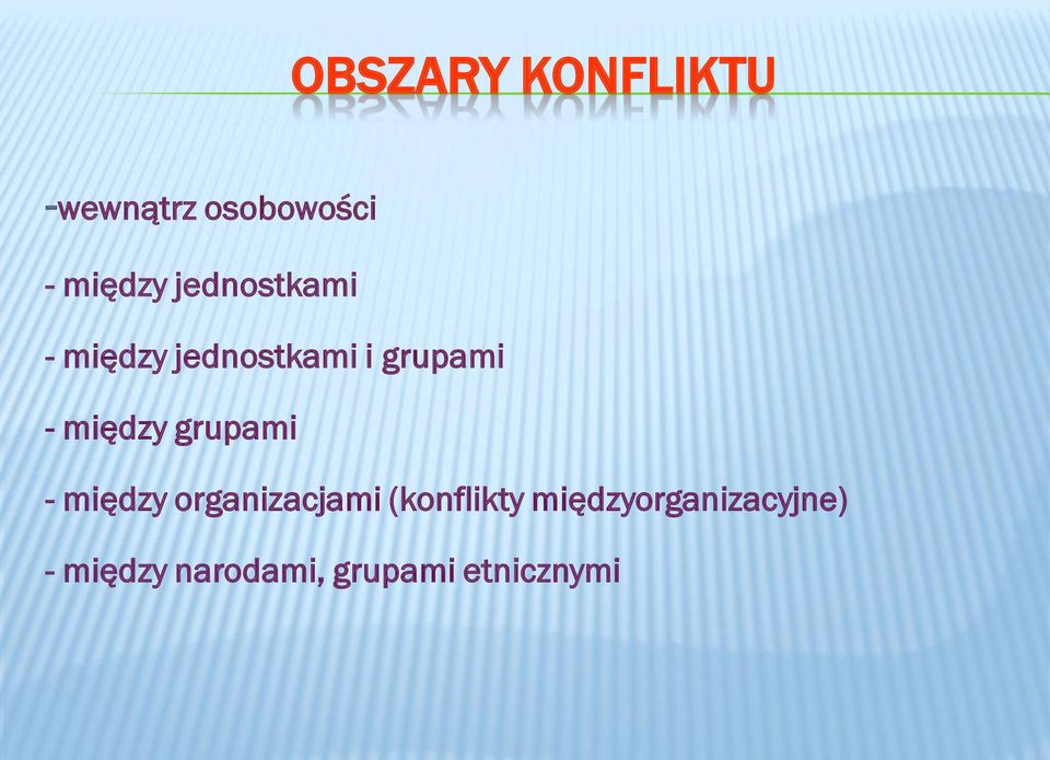 między grupami - między organizacjami (konflikty