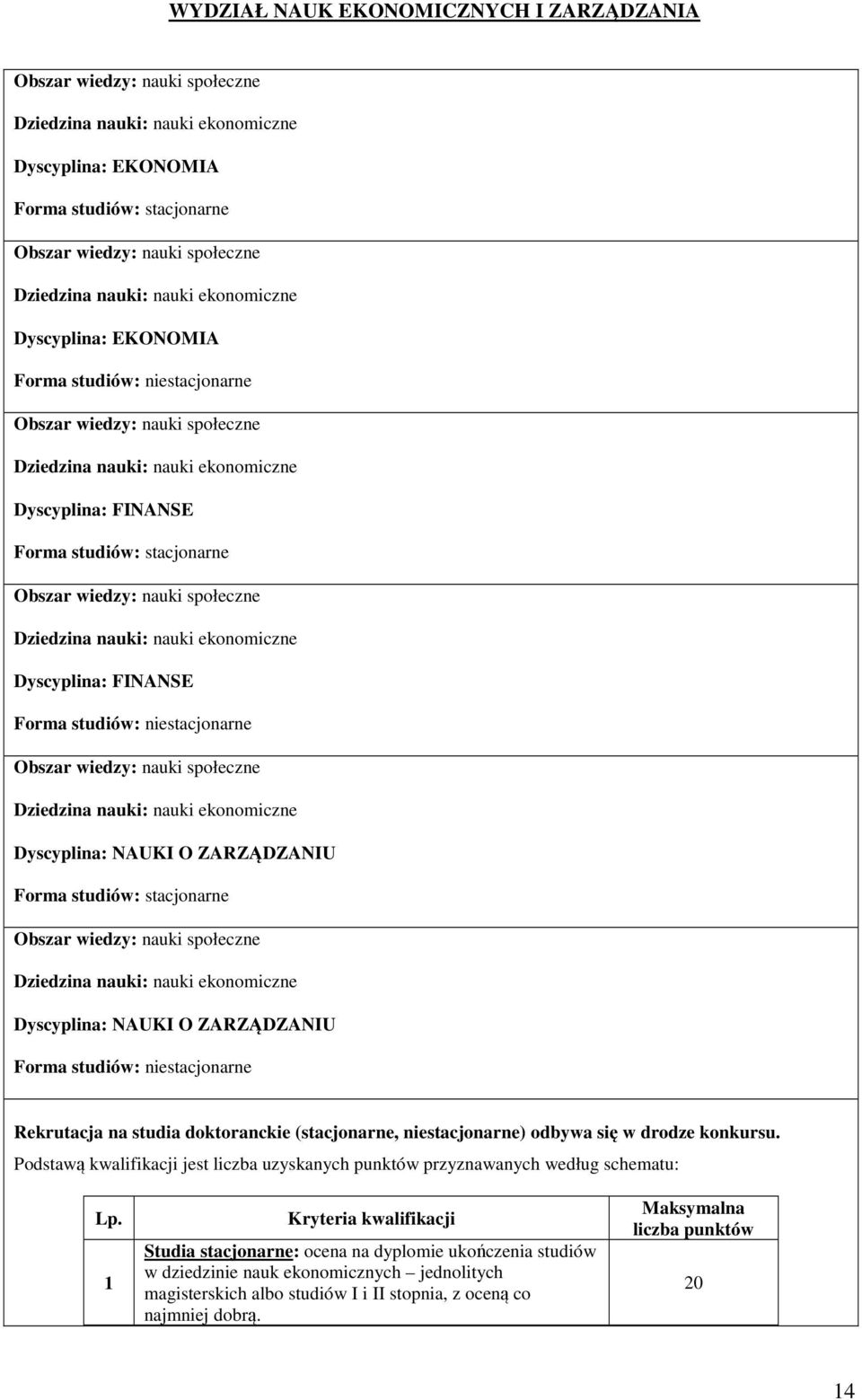 NAUKI O ZARZĄDZANIU Dziedzina nauki: nauki ekonomiczne Dyscyplina: NAUKI O ZARZĄDZANIU Forma studiów: niestacjonarne Rekrutacja na studia doktoranckie (stacjonarne, niestacjonarne) odbywa