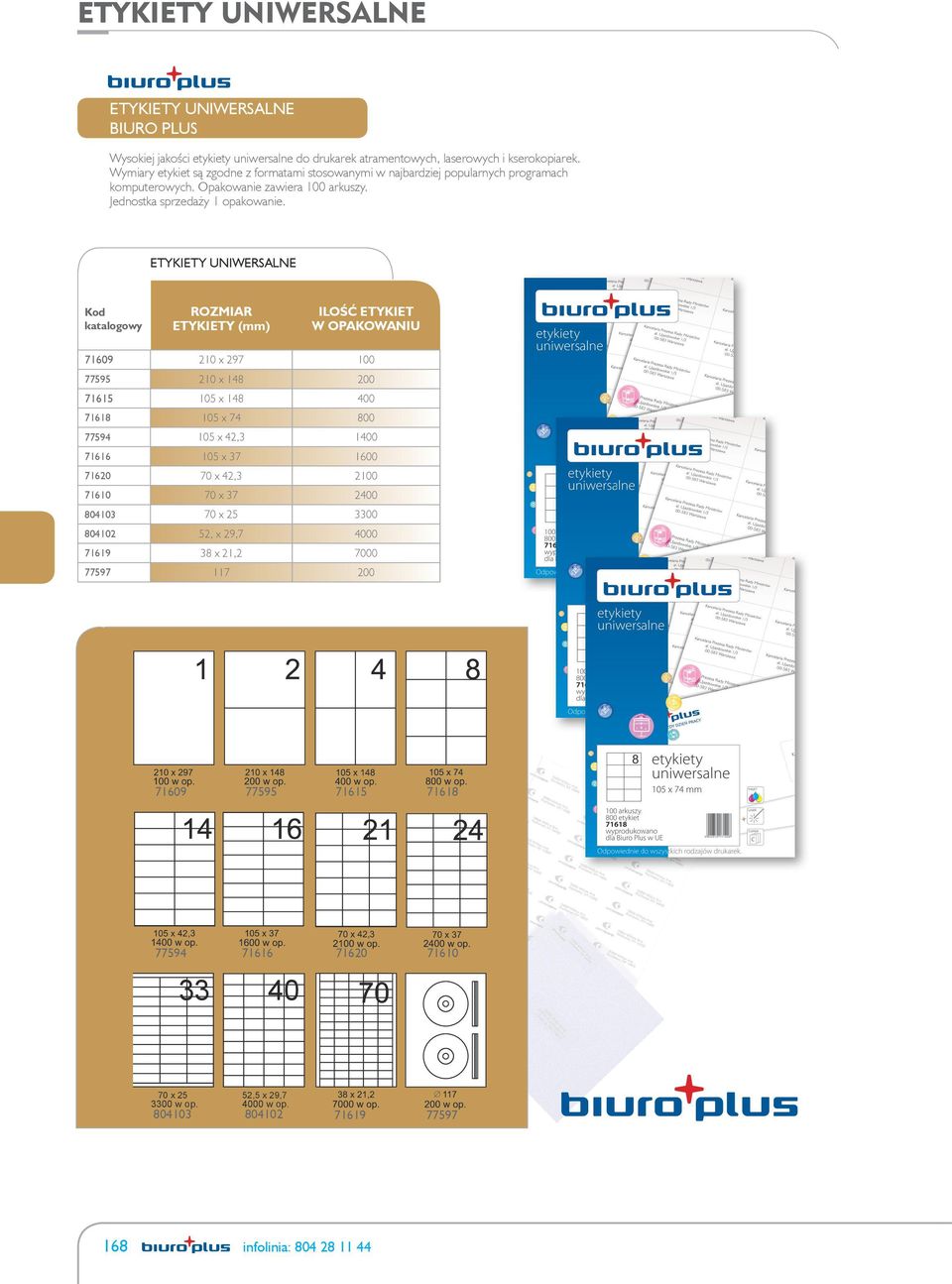ETYKIETY UNIWERSALNE ROZMIAR ETYKIETY Ilość etykiet w opakowaniu 7609 x 97 77595 x 48 0 765 5 x 48 400 768 5 x 74 800 77594 5 x 4,3 400 766 5 x 37 600 76 70 x 4,3 76 70 x 37 400 8043 70 x