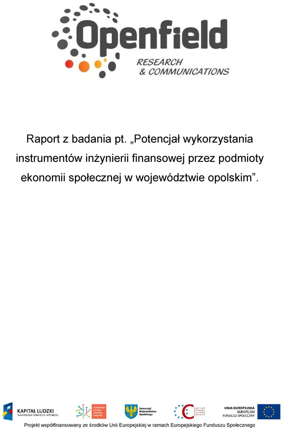 przez podmioty ekonomii społecznej w województwie opolskim.