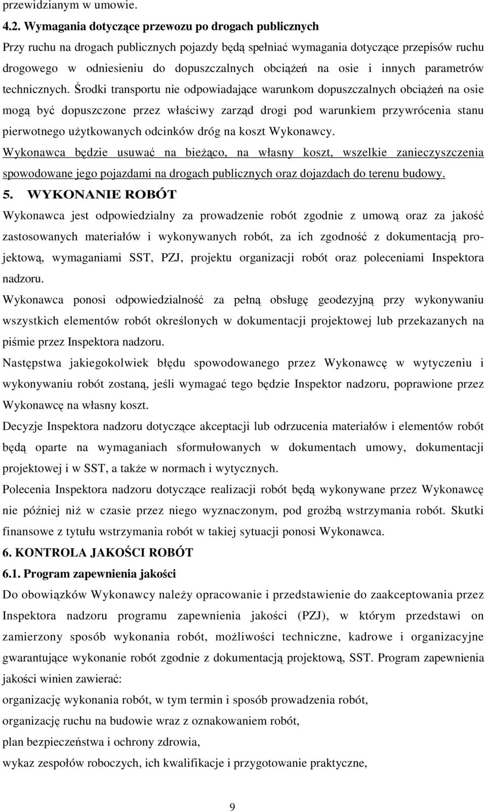 osie i innych parametrów technicznych.