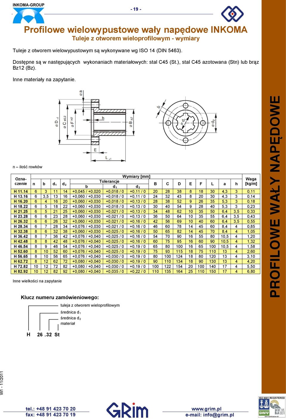 16 6 3,5 13 16 +0,060 / +0,030 +0,018 / 0 +0,11 / 0 24 32 43 8 20 30 4,3 3 0,14 H 16.20 6 4 16 20 +0,060 / +0,030 +0,018 / 0 +0,13 / 0 28 38 52 9 26 35 5,3 3 0,18 H 18.