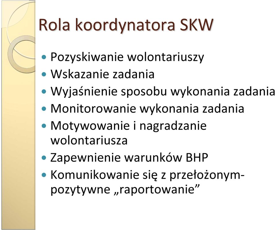 wykonania zadania Motywowanie i nagradzanie wolontariusza