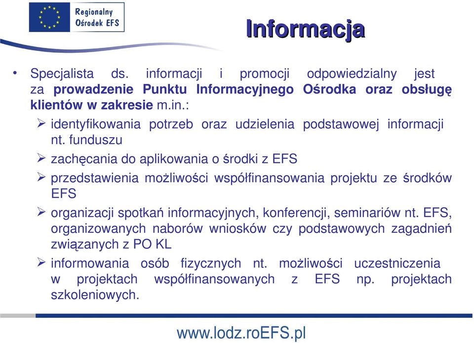 informacyjnych, konferencji, seminariów nt.