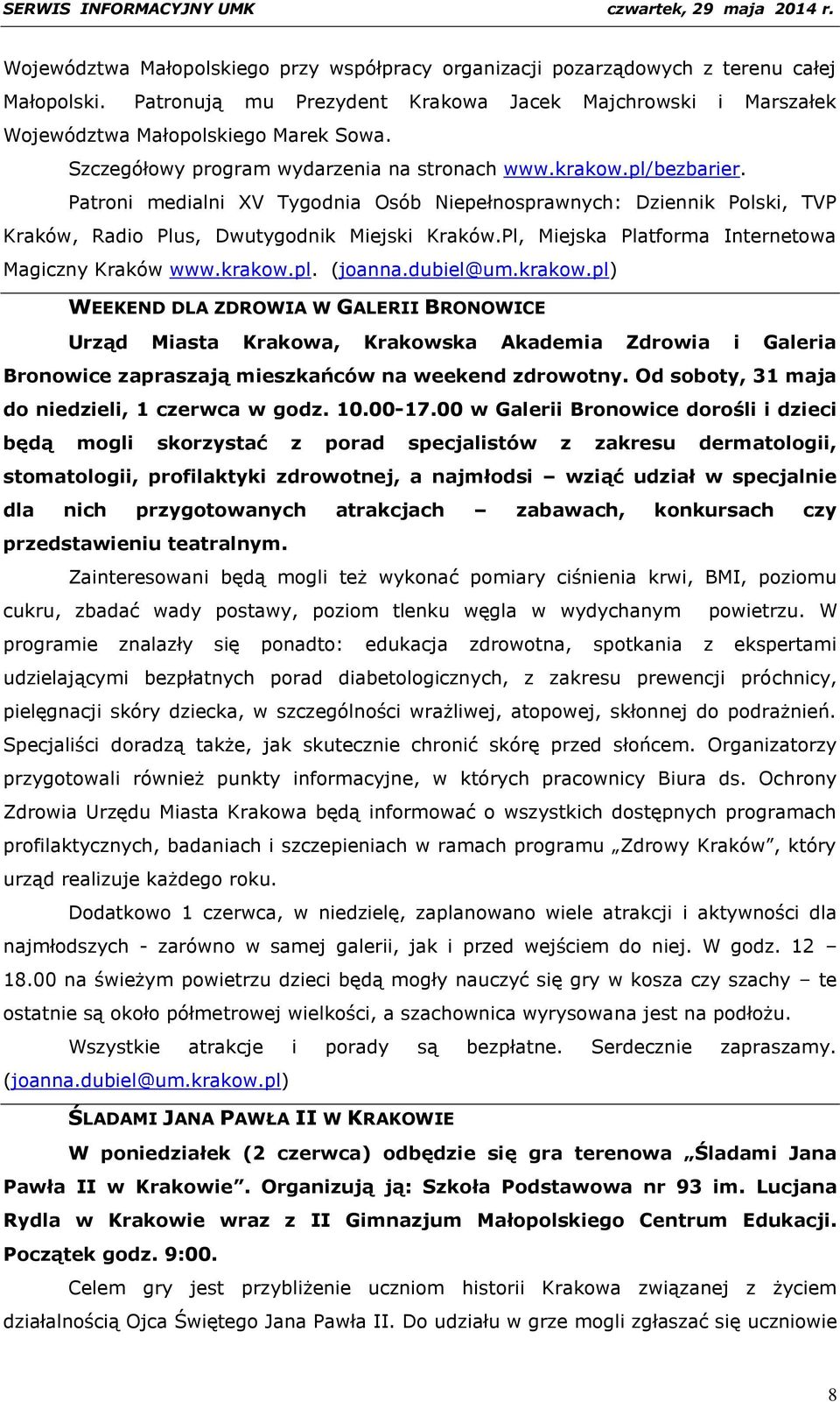 Pl, Miejska Platforma Internetowa Magiczny Kraków www.krakow.