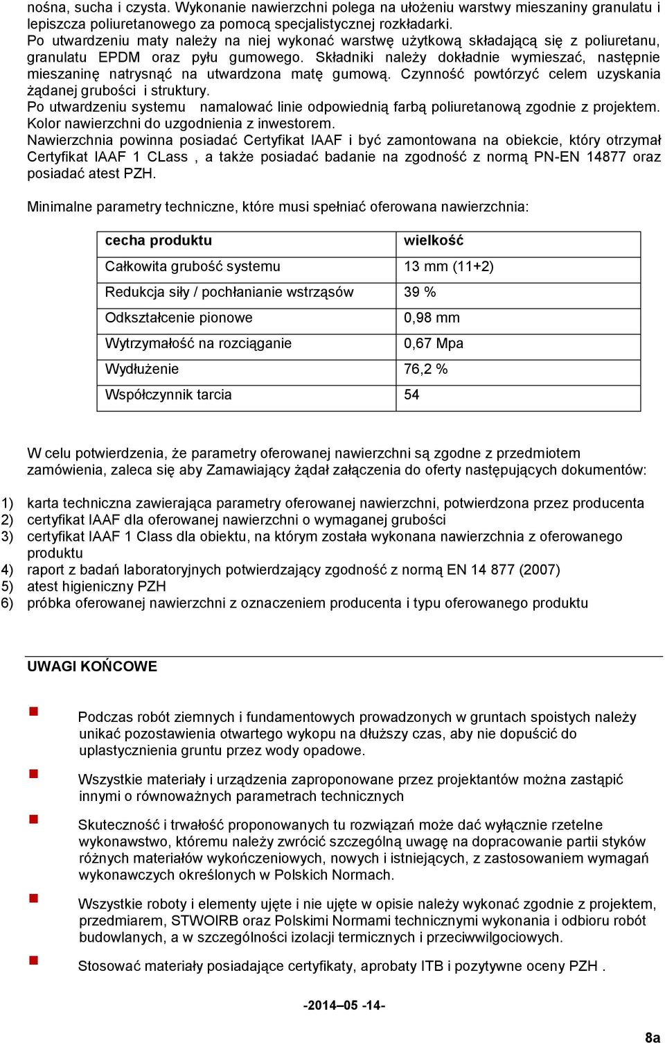 Składniki należy dokładnie wymieszać, następnie mieszaninę natrysnąć na utwardzona matę gumową. Czynność powtórzyć celem uzyskania żądanej grubości i struktury.