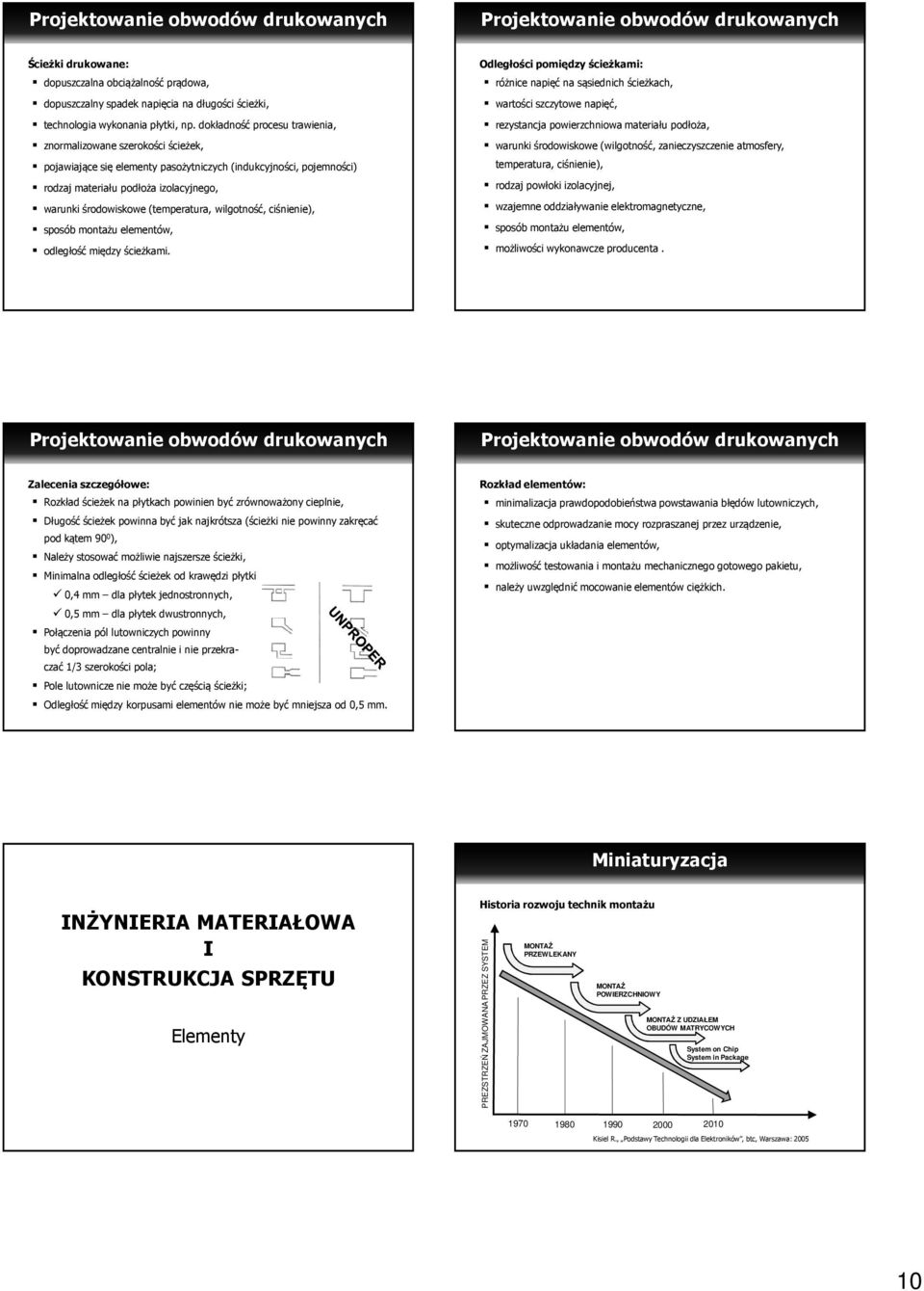 dokładność procesu trawienia, znormalizowane szerokości ścieżek, pojawiające się elementy pasożytniczych (indukcyjności, pojemności) rodzaj materiału podłoża izolacyjnego, warunki środowiskowe