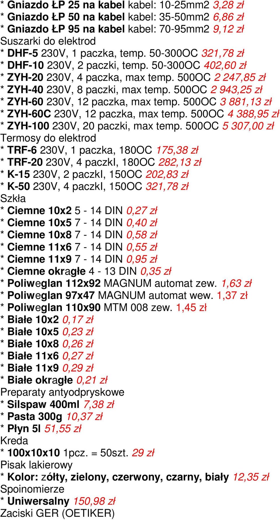 500OC 2 943,25 zł * ZYH-60 230V, 12 paczka, max temp. 500OC 3 881,13 zł * ZYH-60C 230V, 12 paczka, max temp. 500OC 4 388,95 zł * ZYH-100 230V, 20 paczki, max temp.