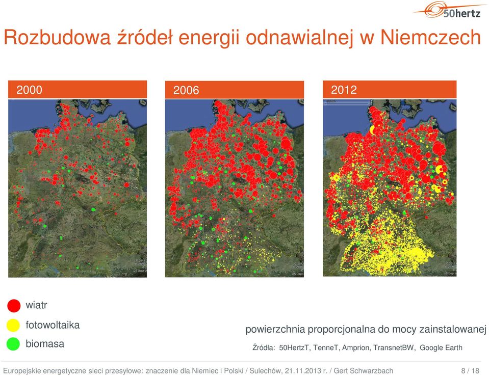 powierzchnia proporcjonalna do mocy zainstalowanej