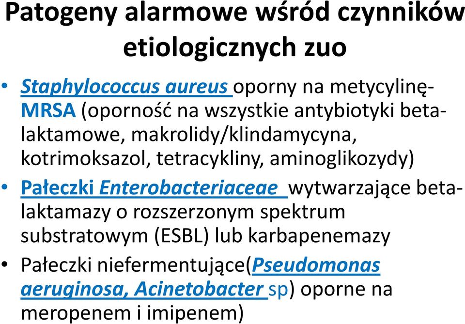 aminoglikozydy) Pałeczki Enterobacteriaceae wytwarzające betalaktamazyo rozszerzonym spektrum substratowym