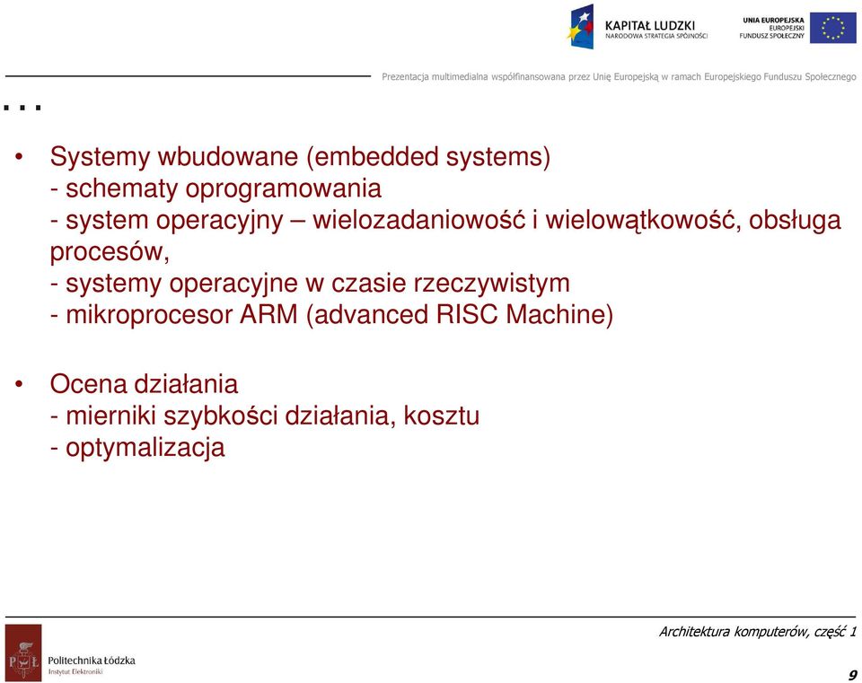 systemy operacyjne w czasie rzeczywistym - mikroprocesor ARM (advanced