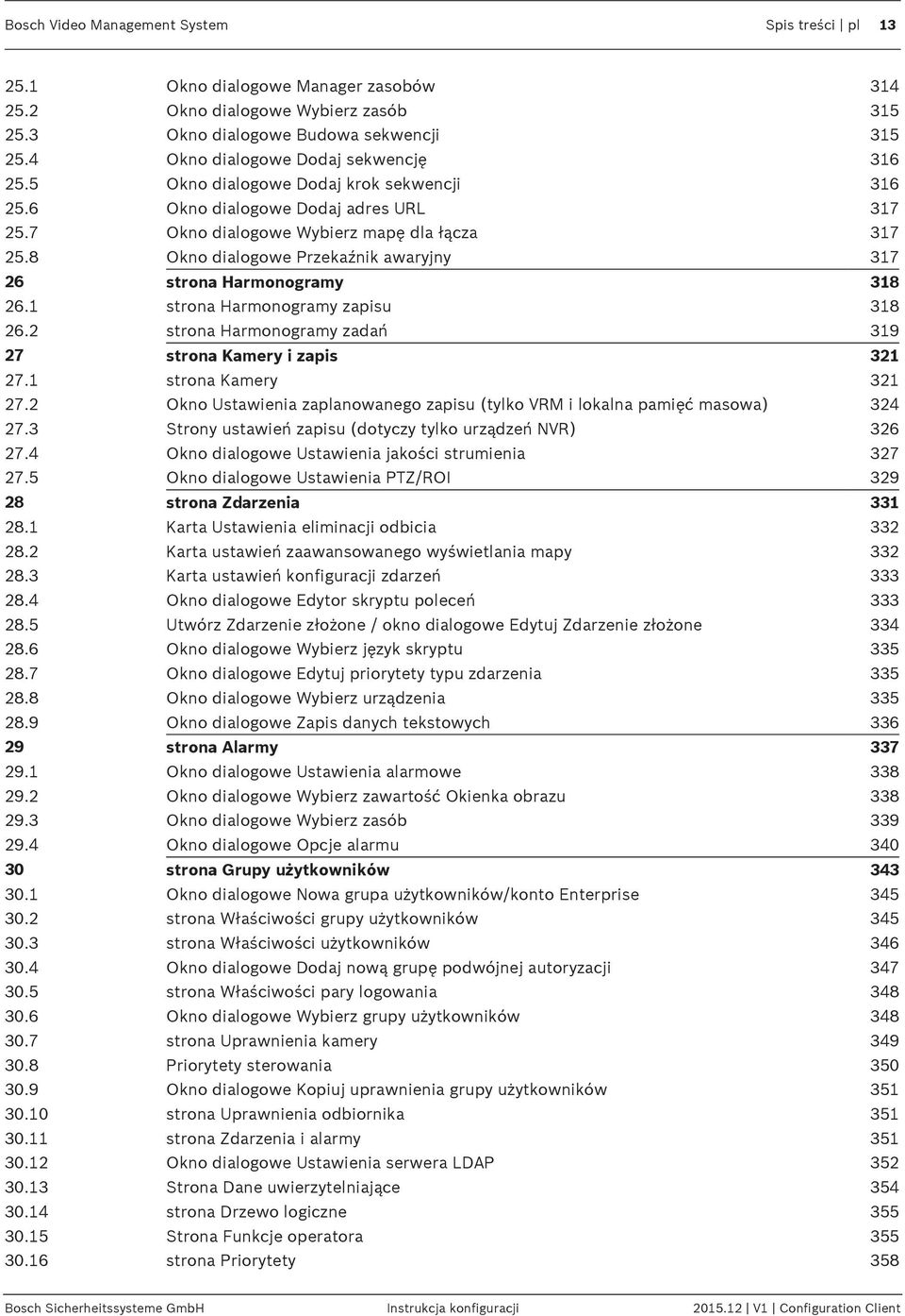 8 Okno dialogowe Przekaźnik awaryjny 317 26 strona Harmonogramy 318 26.1 strona Harmonogramy zapisu 318 26.2 strona Harmonogramy zadań 319 27 strona Kamery i zapis 321 27.1 strona Kamery 321 27.