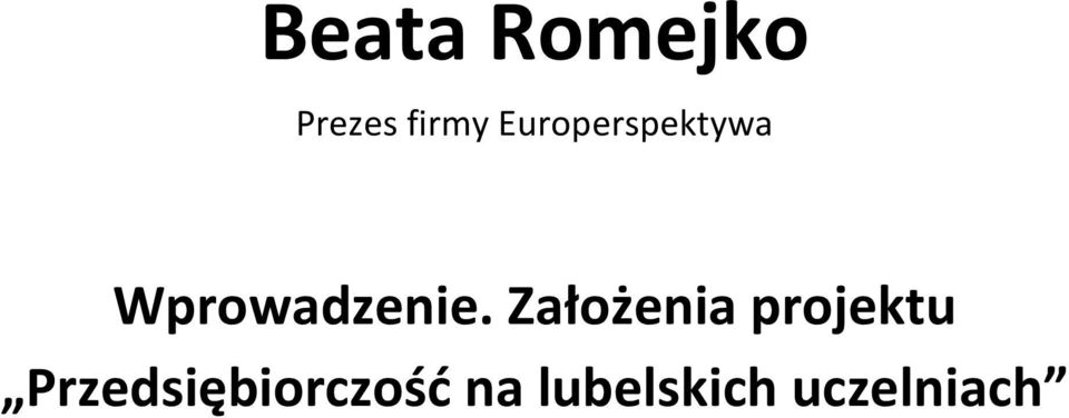 Założenia projektu