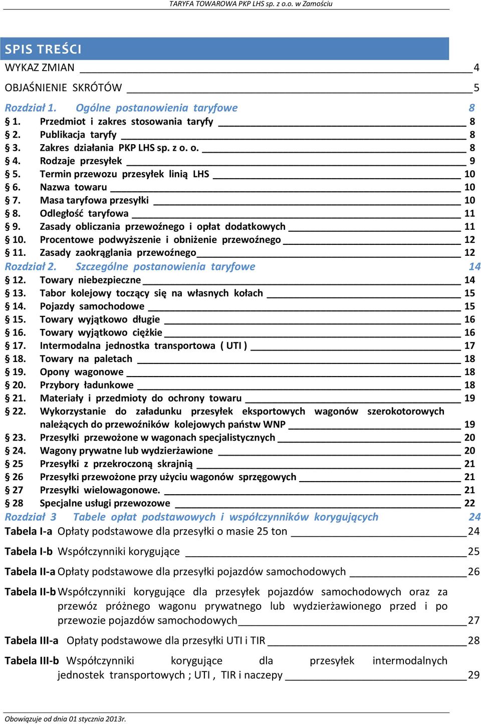 Odległość taryfowa 11 9. Zasady obliczania przewoźnego i opłat dodatkowych 11 10. Procentowe podwyższenie i obniżenie przewoźnego 12 11. Zasady zaokrąglania przewoźnego 12 Rozdział 2.