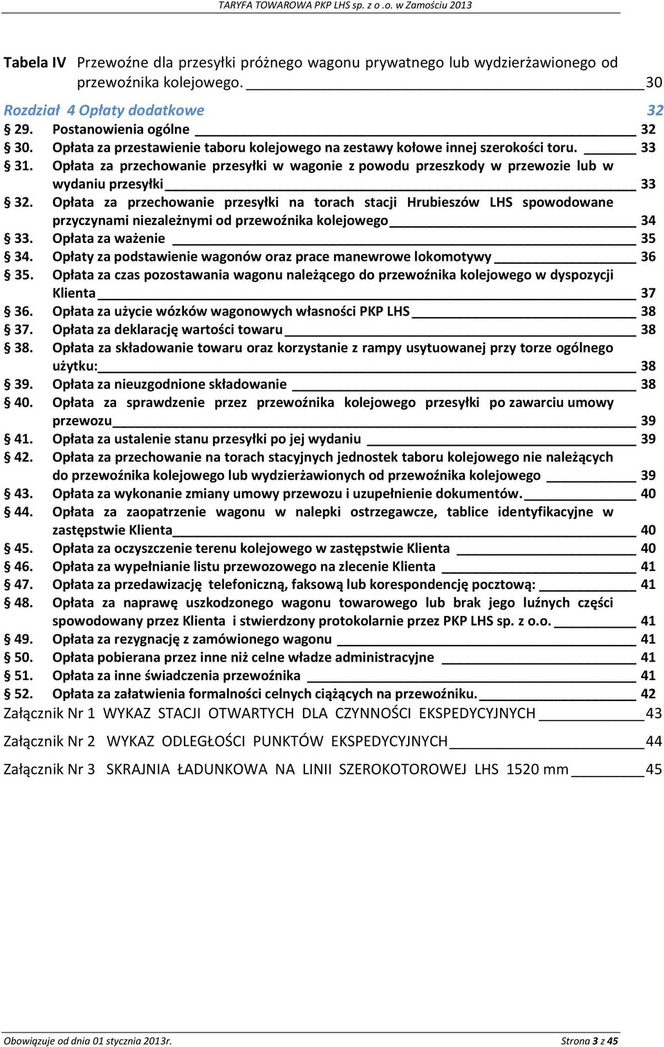 Opłata za przechowanie przesyłki w wagonie z powodu przeszkody w przewozie lub w wydaniu przesyłki 33 32.