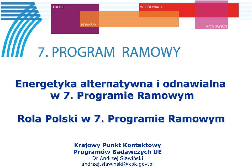 Programie Ramowym Krajowy Punkt Kontaktowy