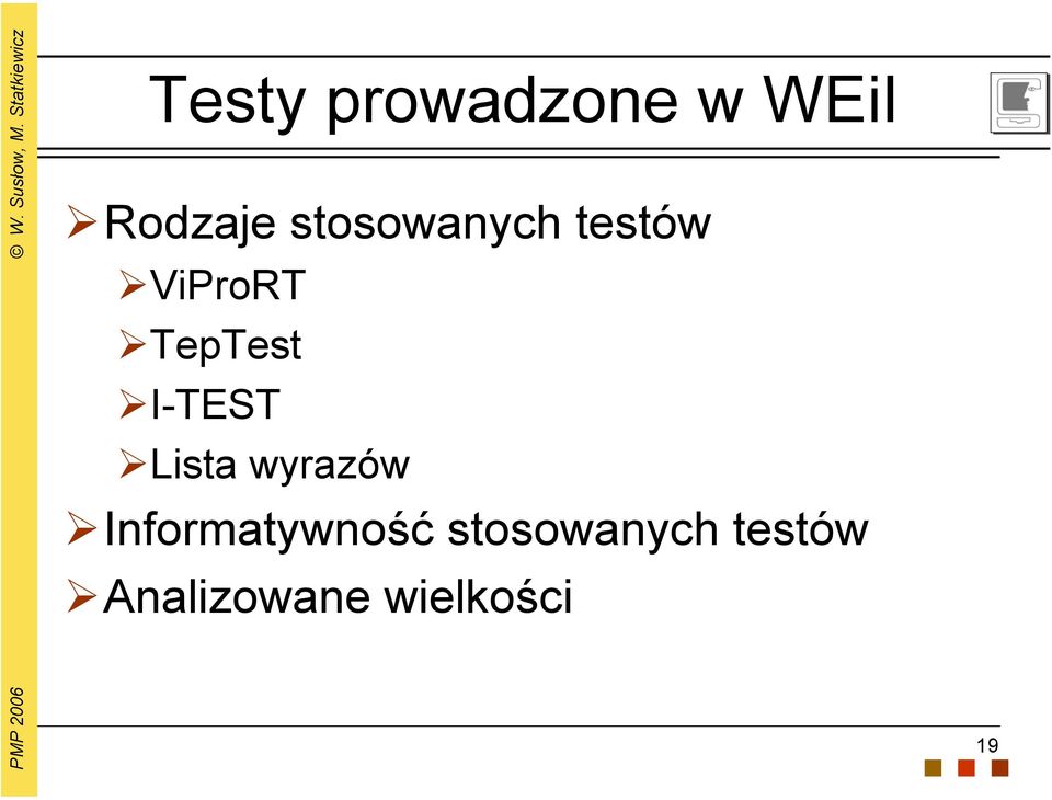 I-TEST Lista wyrazów Informatywność