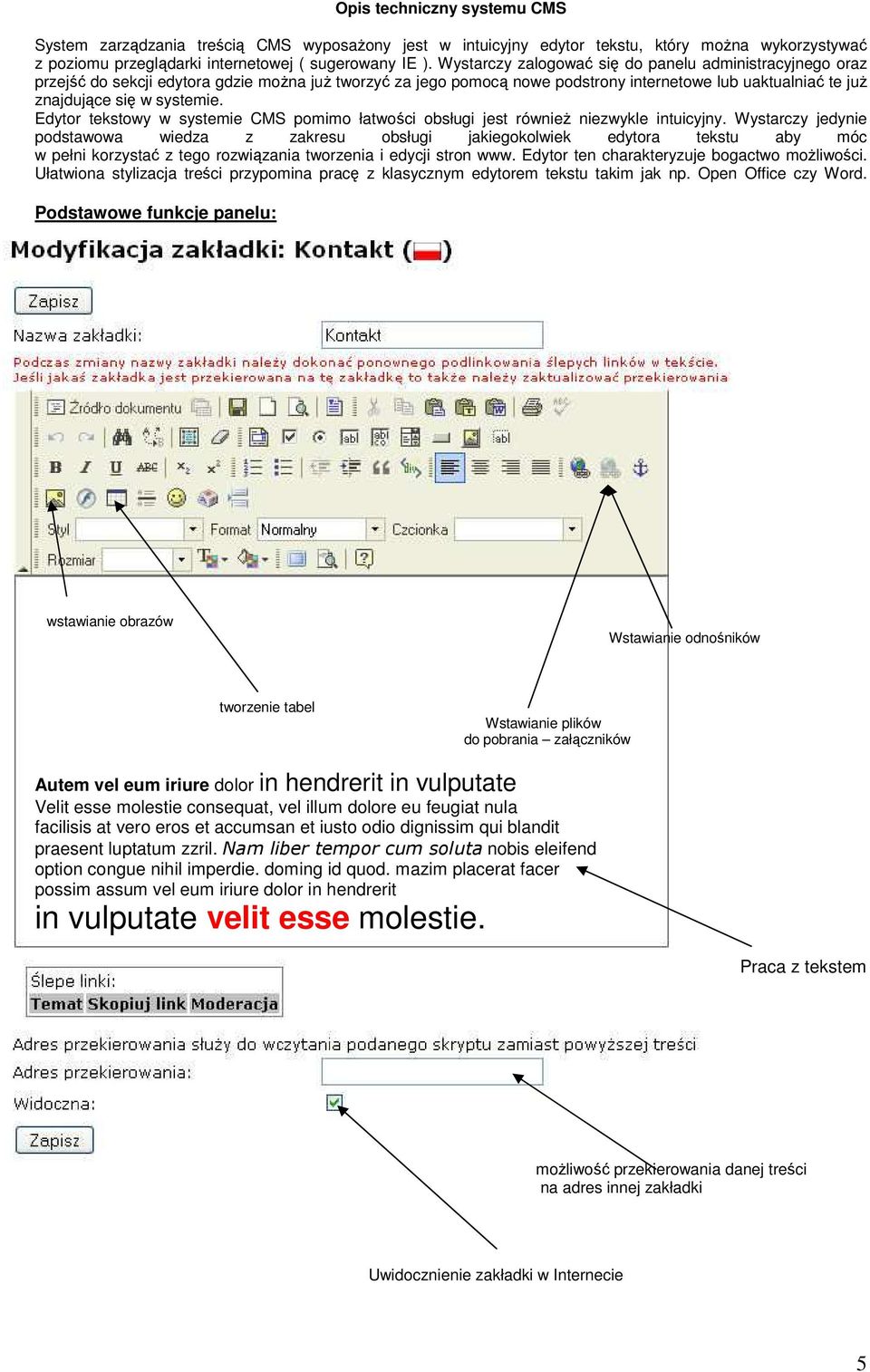 Edytor tekstowy w systemie CMS pomimo łatwości obsługi jest również niezwykle intuicyjny.