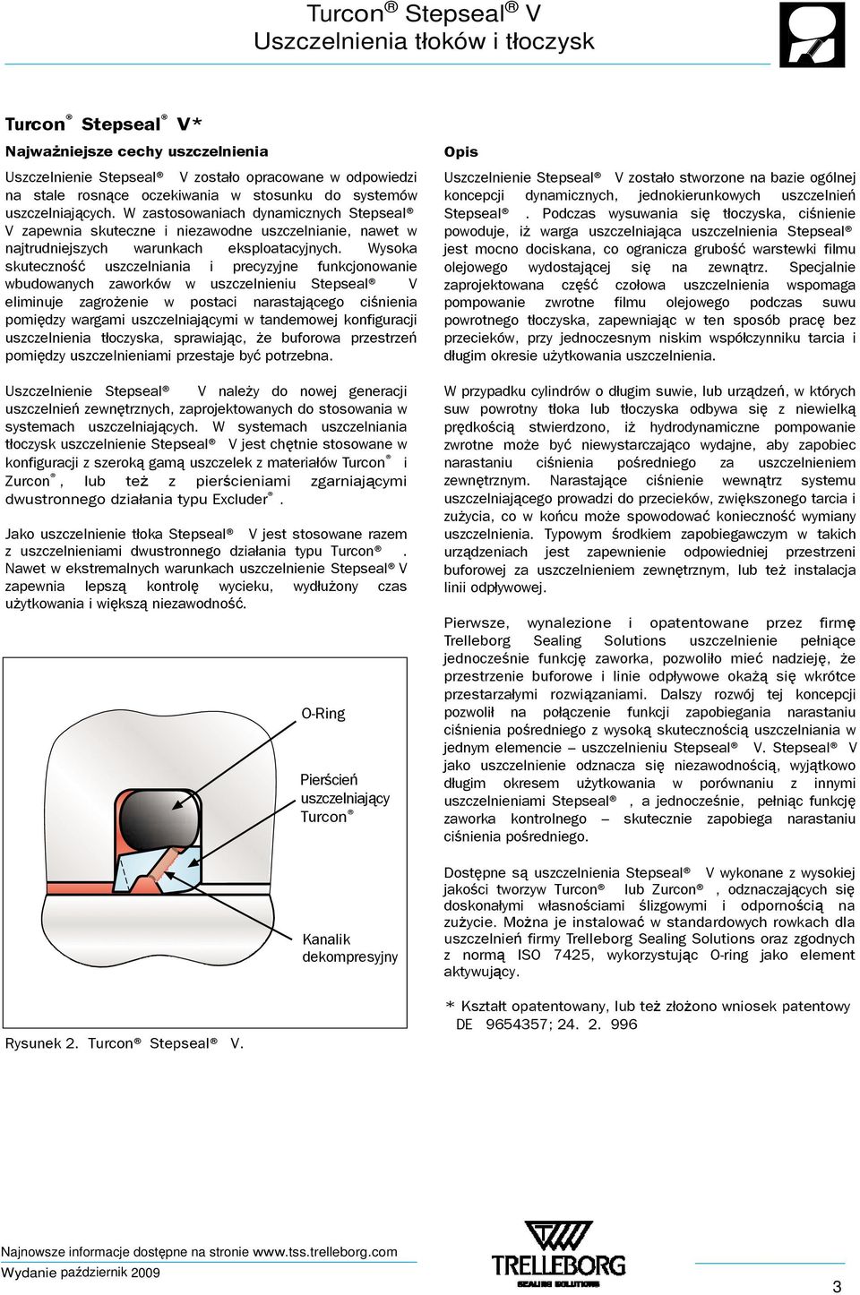 Wysoka skuteczność uszczelniania i precyzyjne funkcjonowanie wbudowanych zaworków w uszczelnieniu Stepseal V eliminuje zagrożenie w postaci narastającego ciśnienia pomiędzy wargami uszczelniającymi w