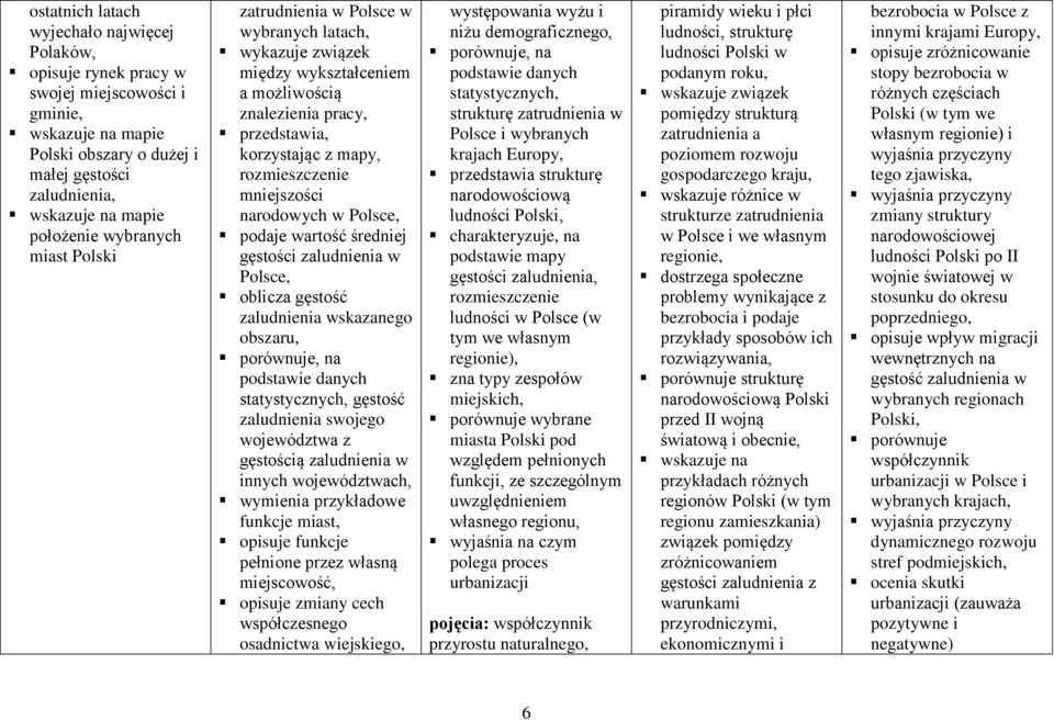 średniej gęstości zaludnienia w Polsce, oblicza gęstość zaludnienia wskazanego obszaru, porównuje, na podstawie danych statystycznych, gęstość zaludnienia swojego województwa z gęstością zaludnienia