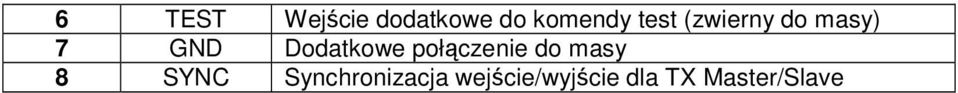 Dodatkowe połączenie do masy 8 SYNC