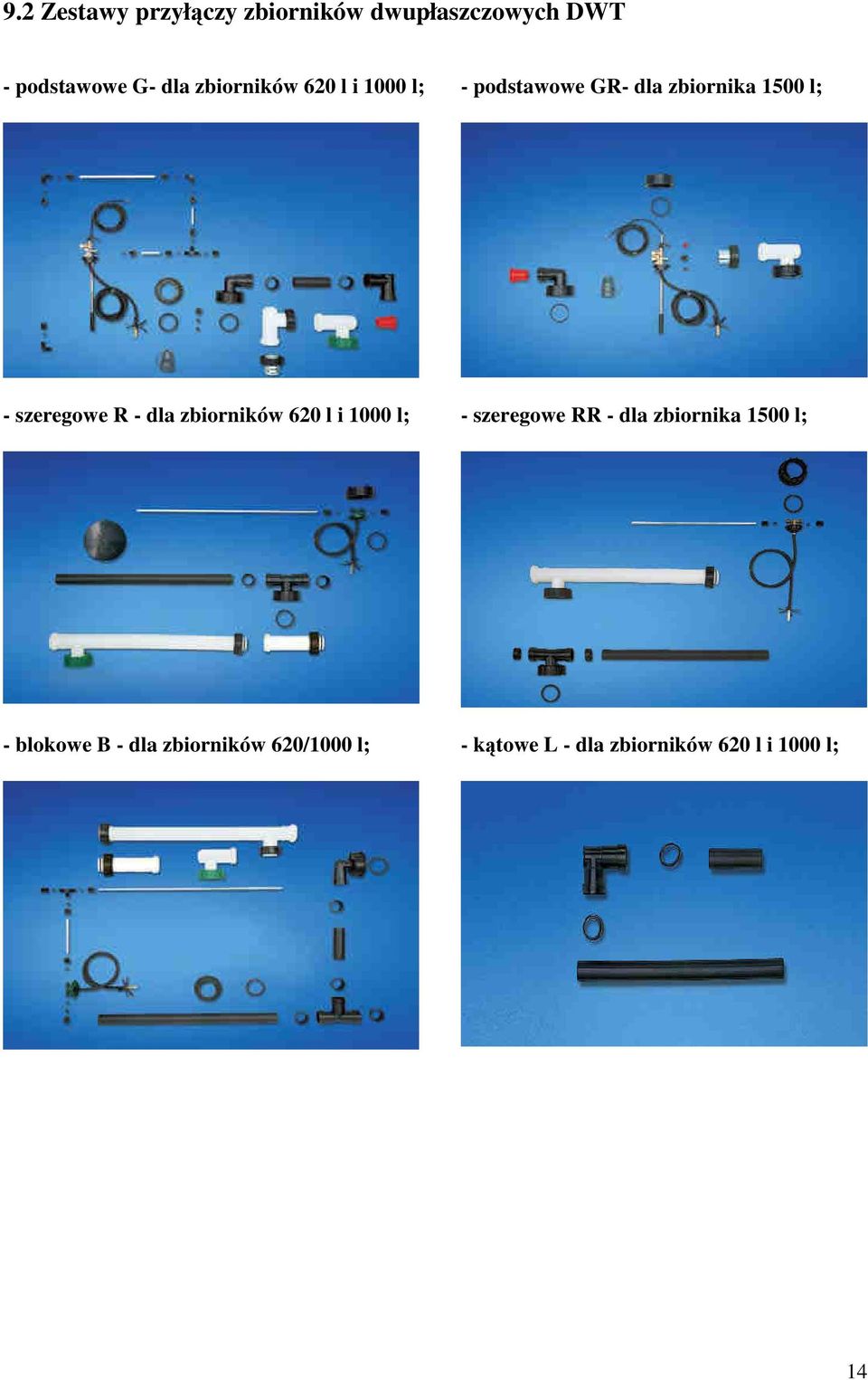 R - dla zbiorników 620 l i 1000 l; - szeregowe RR - dla zbiornika 1500 l; -