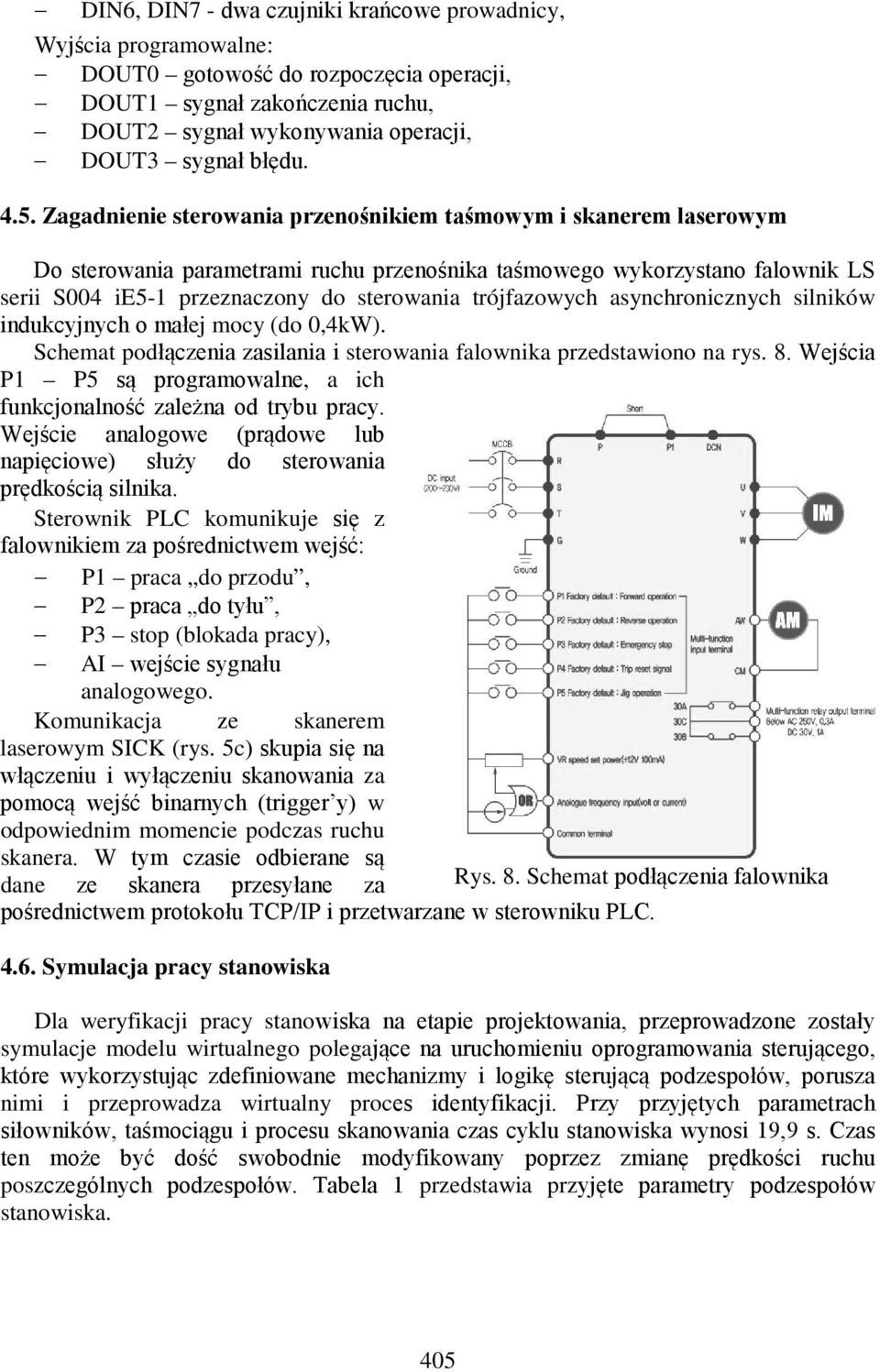 trójfazowych asynchronicznych silników indukcyjnych o małej mocy (do 0,4kW). Schemat podłączenia zasilania i sterowania falownika przedstawiono na rys. 8.