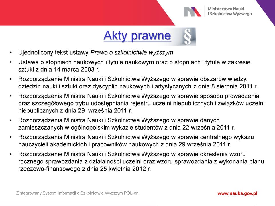 Rozporządzenia Ministra Nauki i Szkolnictwa Wyższego w sprawie sposobu prowadzenia oraz szczegółowego trybu udostępniania rejestru uczelni niepublicznych i związków uczelni niepublicznych z dnia 29