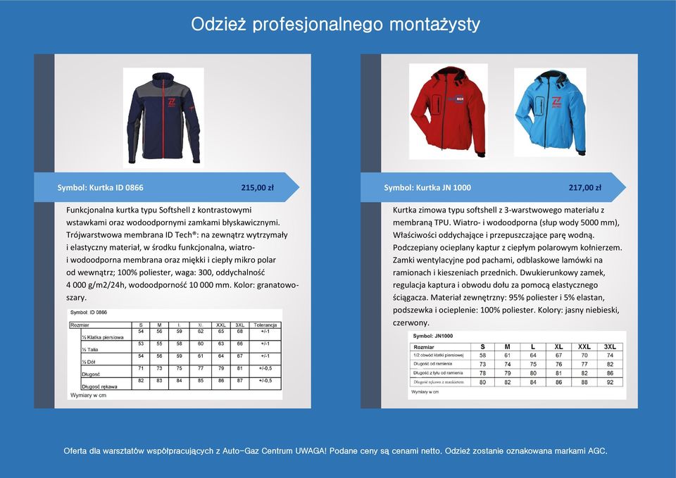 300, oddychalność 4 000 g/m2/24h, wodoodporność 10 000 mm. Kolor: granatowoszary. Kurtka zimowa typu softshell z 3-warstwowego materiału z membraną TPU.