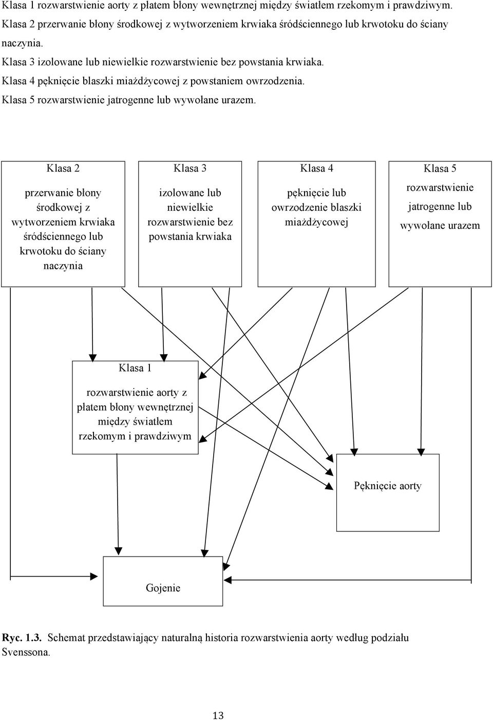 Klasa 2 Klasa 3 Klasa 4 Klasa 5 przerwanie błony środkowej z wytworzeniem krwiaka śródściennego lub krwotoku do ściany naczynia izolowane lub niewielkie rozwarstwienie bez powstania krwiaka pęknięcie