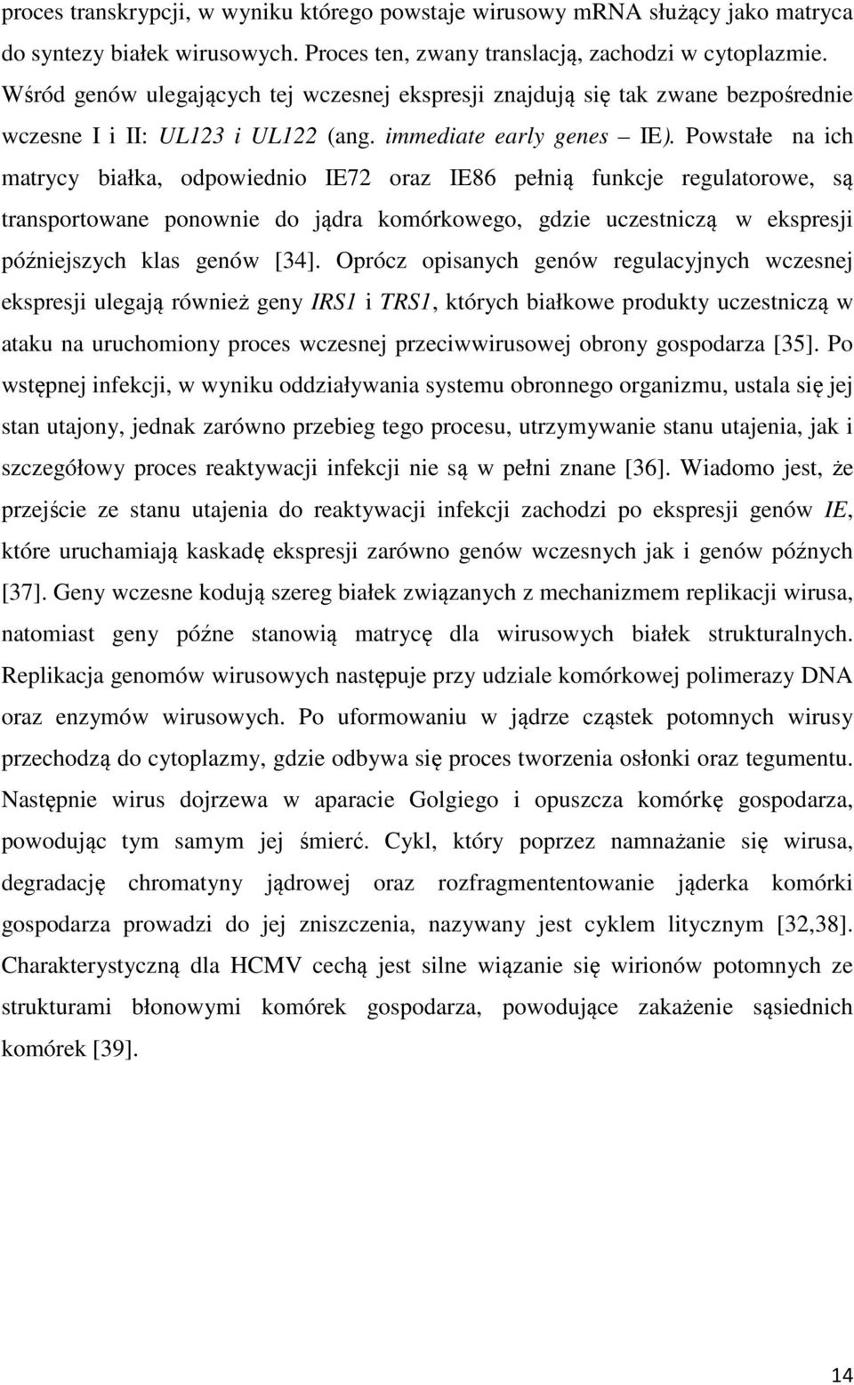 Powstałe na ich matrycy białka, odpowiednio IE72 oraz IE86 pełnią funkcje regulatorowe, są transportowane ponownie do jądra komórkowego, gdzie uczestniczą w ekspresji późniejszych klas genów [34].