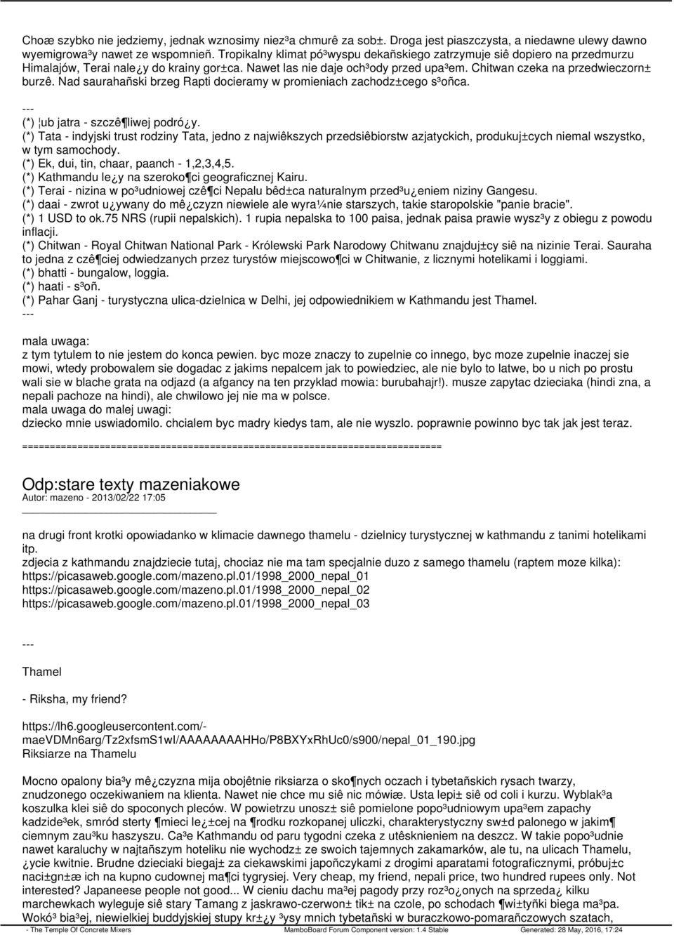 Nad saurahañski brzeg Rapti docieramy w promieniach zachodz±cego s³oñca. (*) ub jatra - szczê liwej podró y.