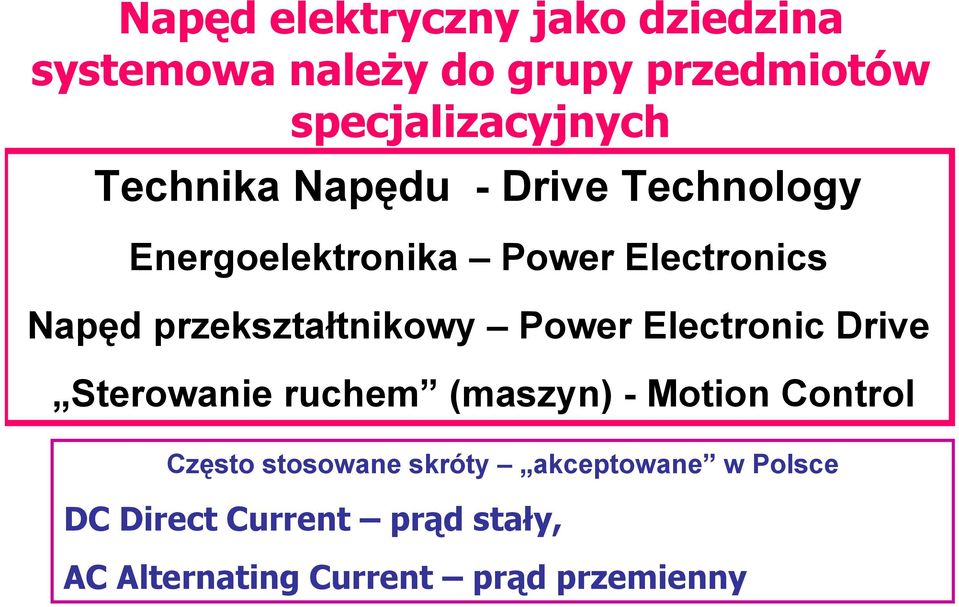 przekształtnikowy Power Electronic Drive Sterowanie ruchem (maszyn) - Motion Control