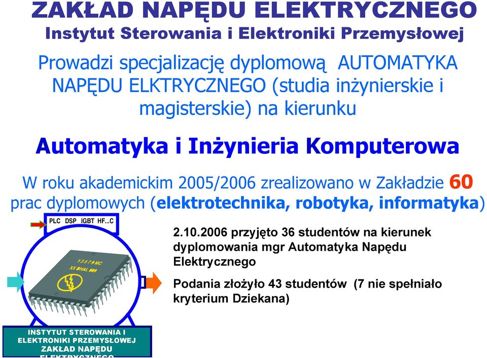 dyplomowych (elektrotechnika, robotyka, informatyka) PLC DSP IGBT HF...C 2.10.