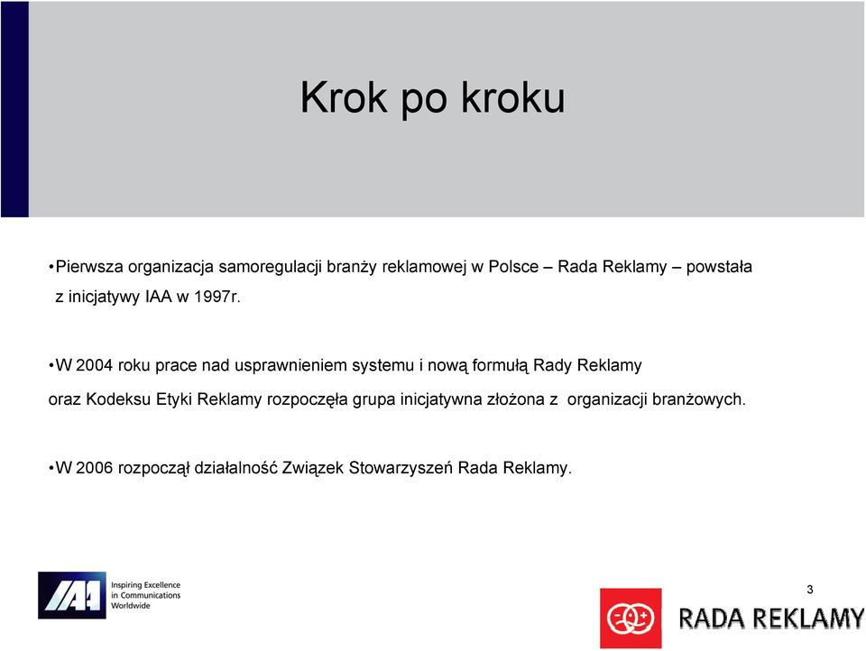 W 2004 roku prace nad usprawnieniem systemu i nową formułą Rady Reklamy oraz Kodeksu