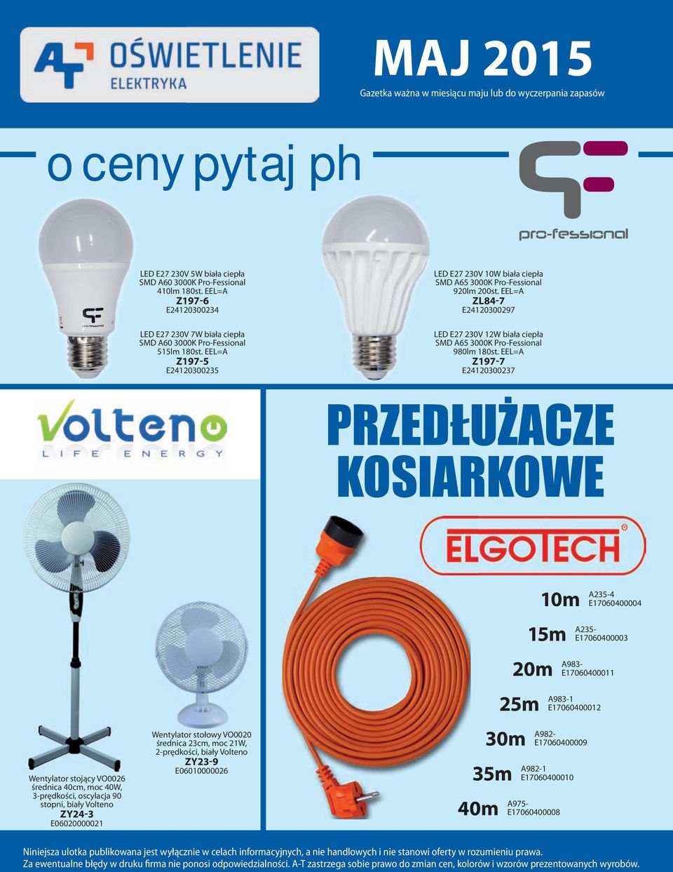 EEL=A ZL84-7 E24120300297 LED E27 230V 12W biała ciepła SMD A65 3000K Pro-Fessional 980lm 180st.