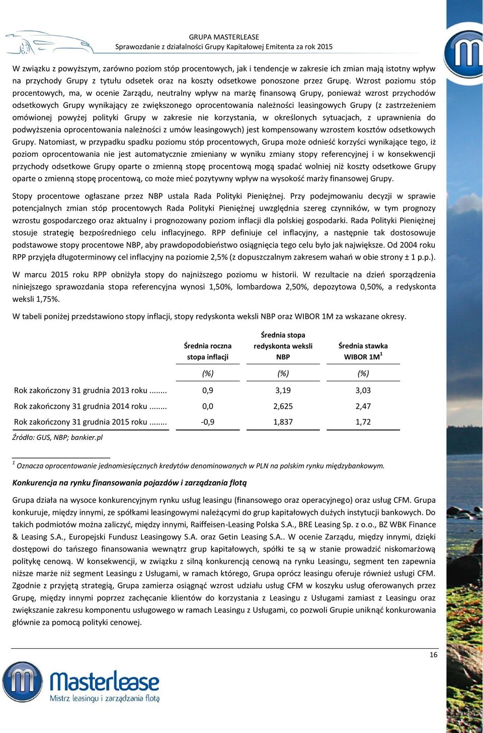 leasingowych Grupy (z zastrzeżeniem omówionej powyżej polityki Grupy w zakresie nie korzystania, w określonych sytuacjach, z uprawnienia do podwyższenia oprocentowania należności z umów leasingowych)