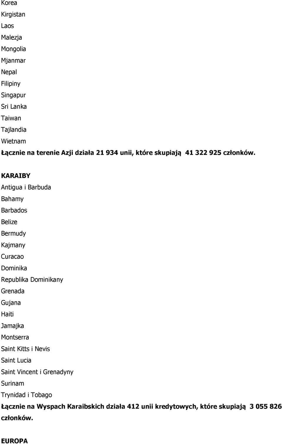 KARAIBY Antigua i Barbuda Bahamy Barbados Belize Bermudy Kajmany Curacao Dominika Republika Dominikany Grenada Gujana Haiti