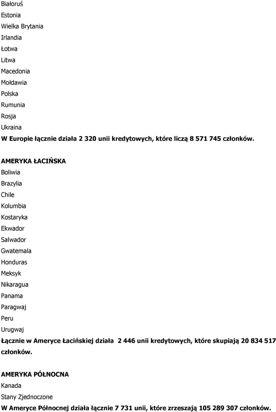 AMERYKA ŁACIŃSKA Boliwia Brazylia Chile Kolumbia Kostaryka Ekwador Salwador Gwatemala Honduras Meksyk Nikaragua Panama Paragwaj Peru