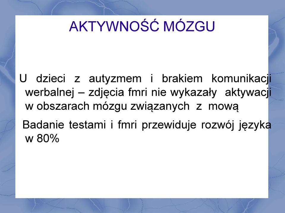 aktywacji w obszarach mózgu związanych z mową