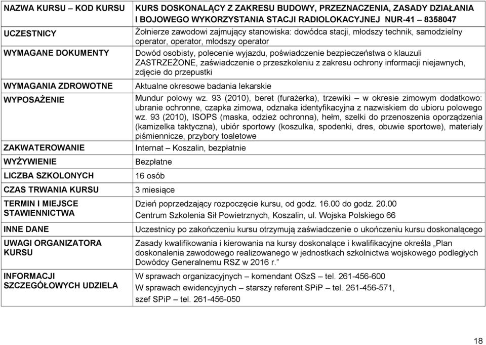 polecenie wyjazdu, poświadczenie bezpieczeństwa o klauzuli ZASTRZEŻONE, zaświadczenie o przeszkoleniu z zakresu ochrony informacji niejawnych,