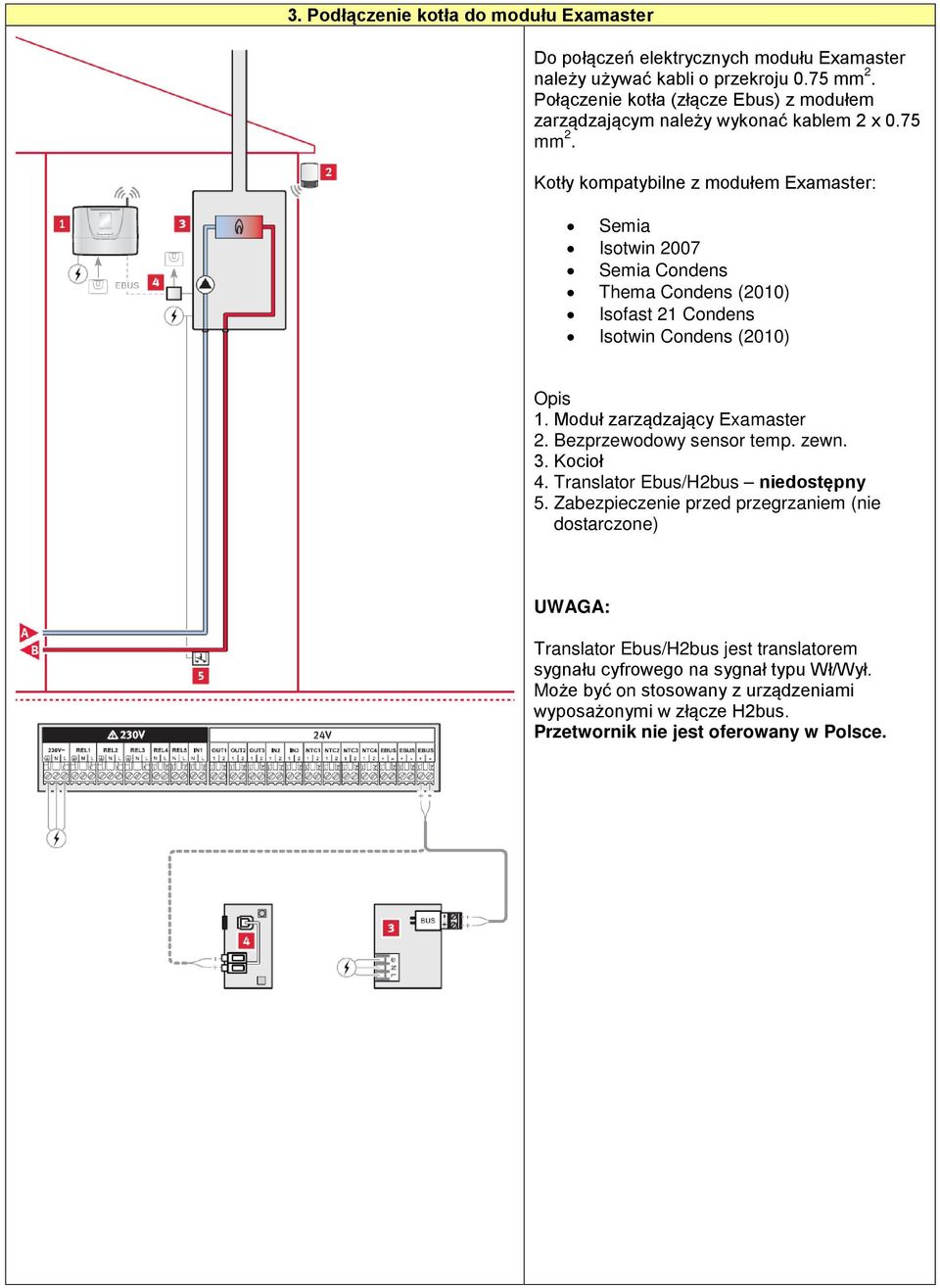 Kotły kompatybilne z modułem Examaster: Semia Isotwin 2007 Semia Condens Thema Condens (2010) Isofast 21 Condens Isotwin Condens (2010) Opis 1. Moduł zarządzający Examaster 2.