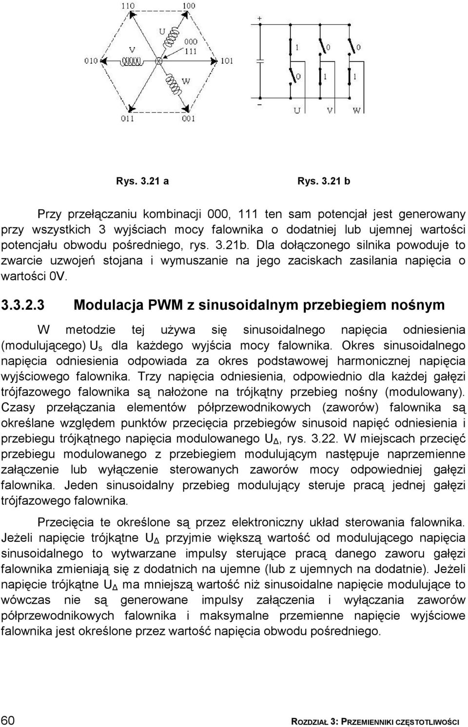 Okres sinusoidalnego napięcia odniesienia odpowiada za okres podstawowej harmonicznej napięcia wyjściowego falownika.